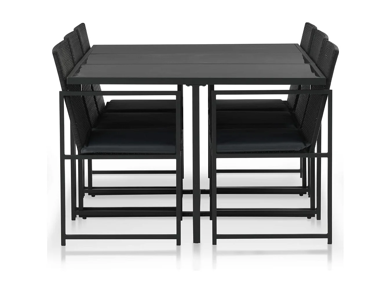 Holly Ann 7-delige Tuinset met kussens poly rattan zwart