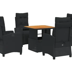 Isyra  5-delige Tuinset met kussens poly rattan zwart