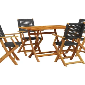 Katryn 5-delige Tuinset poly rattan en massief hout zwart Katryn 5-delige Tuinset poly rattan en massief hout zwart