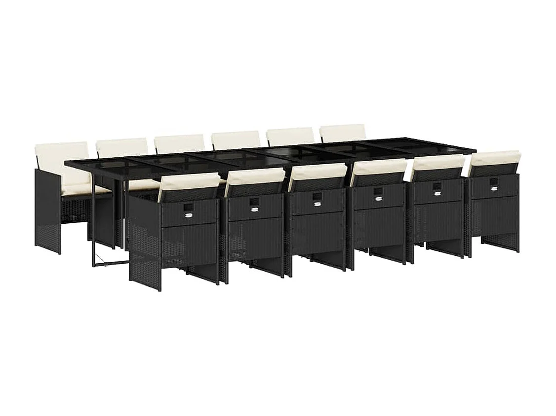 Jesse 13-delige Tuinset met kussens poly rattan zwart