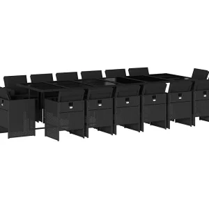 Jeroen 17-delige Tuinset met kussens poly rattan zwart Jeroen 17-delige Tuinset met kussens poly rattan zwart