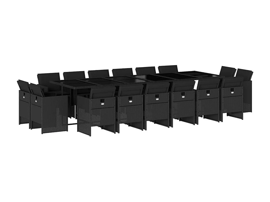Jeroen 17-delige Tuinset met kussens poly rattan zwart