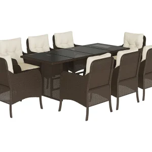 Karlyn 9-delige Tuinset met kussens poly rattan bruin Karlyn 9-delige Tuinset met kussens poly rattan bruin