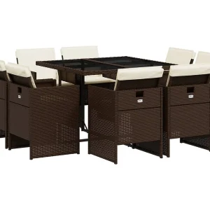 Jeroen 9-delige Tuinset met kussens poly rattan bruin Jeroen 9-delige Tuinset met kussens poly rattan bruin