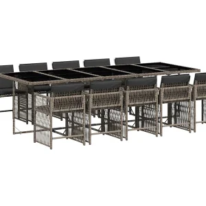 Jeffersontown 11-delige Tuinset met kussens poly rattan grijs Jeffersontown 11-delige Tuinset met kussens poly rattan grijs
