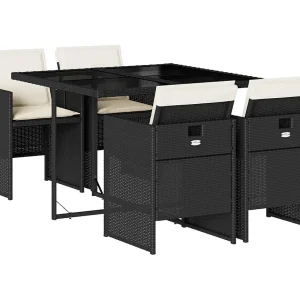 Jesse  5-delige Tuinset met kussens poly rattan zwart