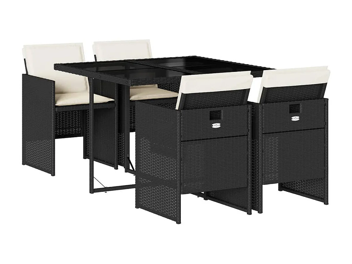 Jesse 5-delige Tuinset met kussens poly rattan zwart