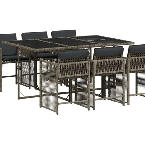 Jeffersontown 7-delige Tuinset met kussens poly rattan grijs Jeffersontown 7-delige Tuinset met kussens poly rattan grijs