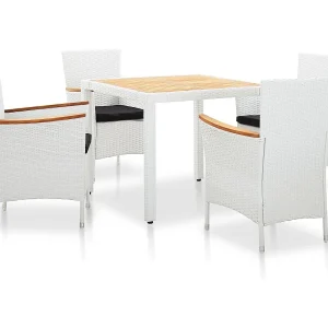 Horindor 5-delige Tuinset poly rattan wit Horindor 5-delige Tuinset poly rattan wit
