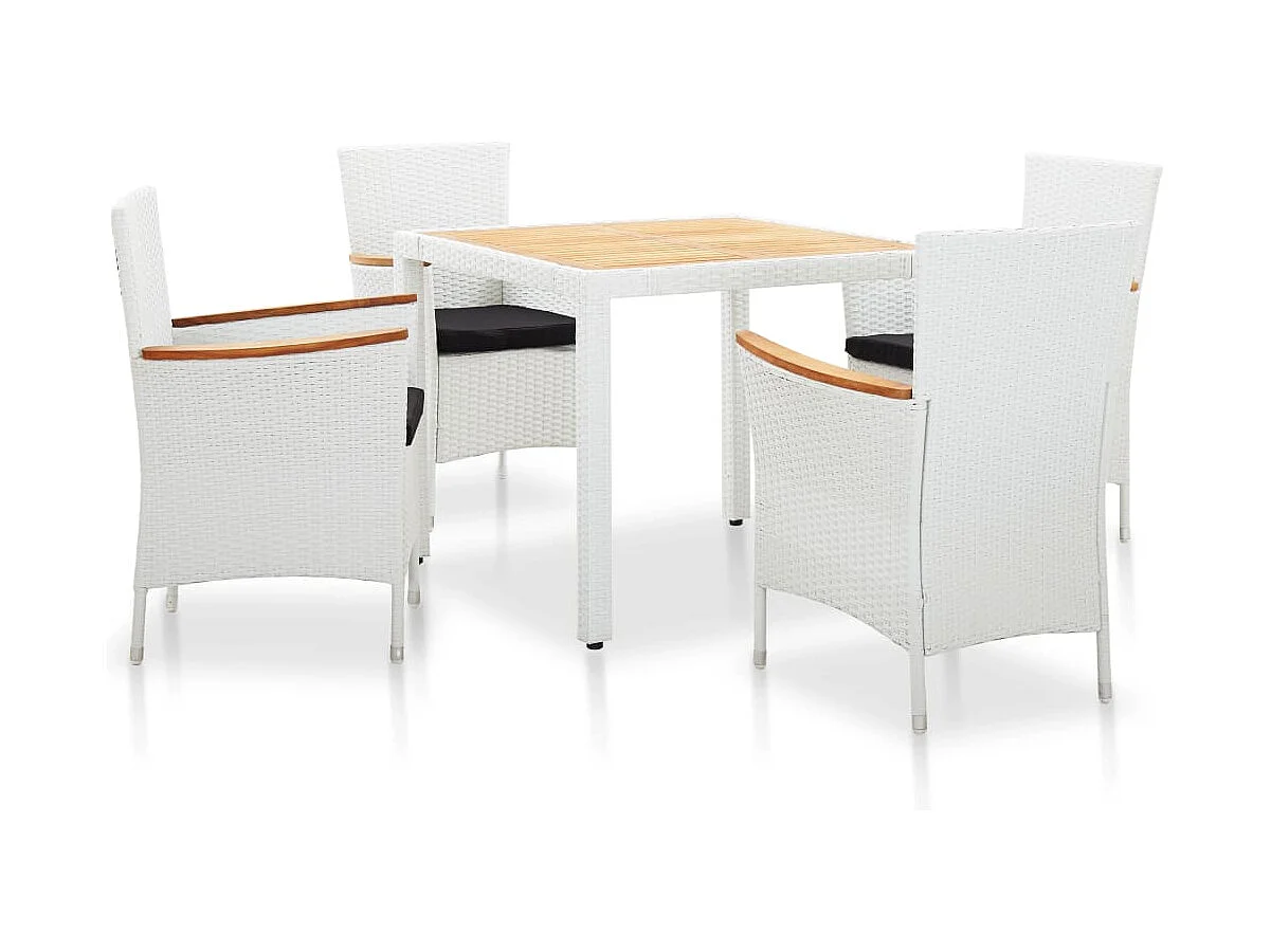 Horindor 5-delige Tuinset poly rattan wit