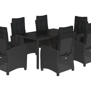 Jalnar 7-delige Tuinset met kussens poly rattan zwart Jalnar 7-delige Tuinset met kussens poly rattan zwart