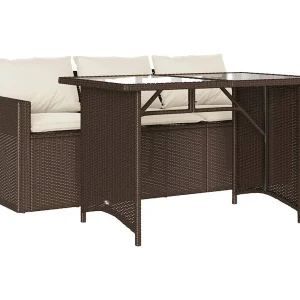 Jornar  2-delige Tuinset met kussens poly rattan bruin