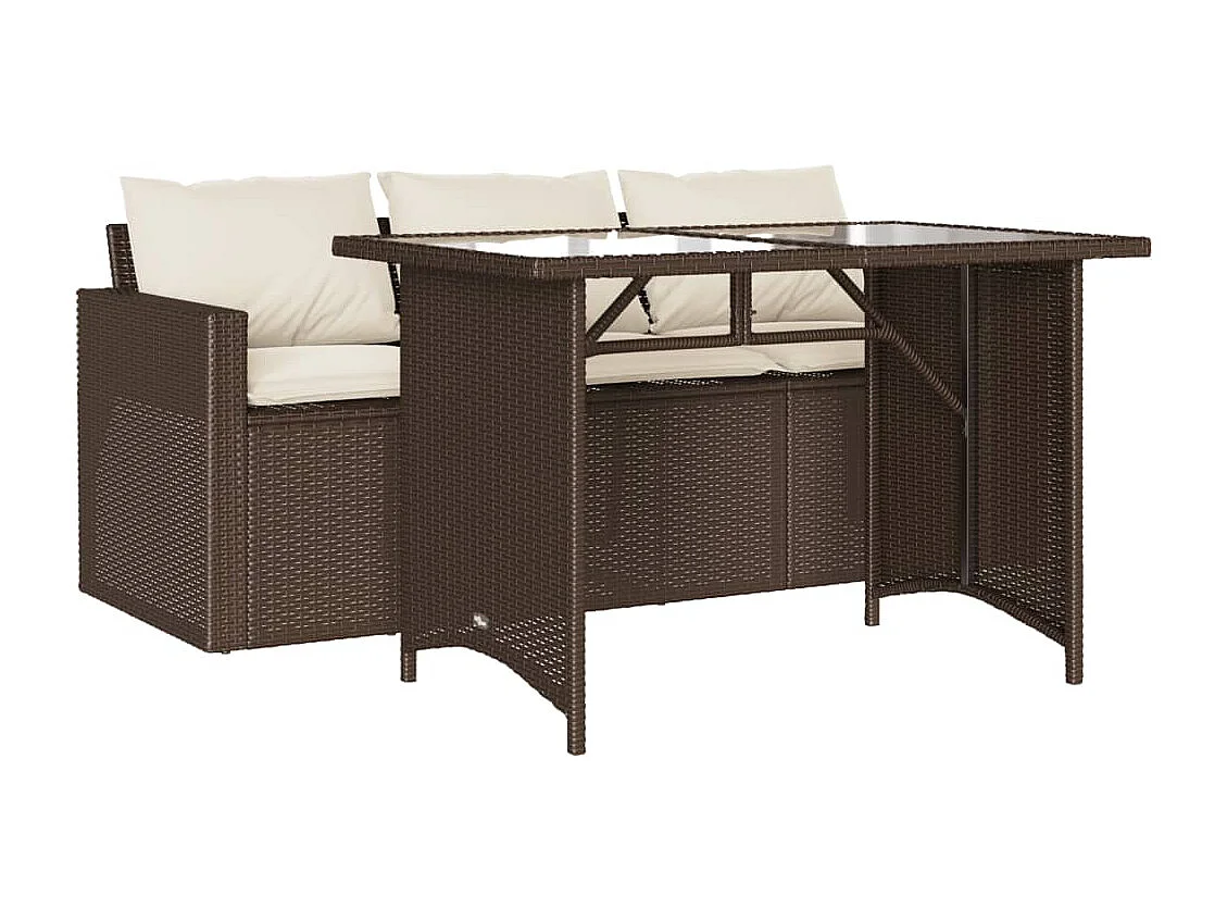 Jornar 2-delige Tuinset met kussens poly rattan bruin
