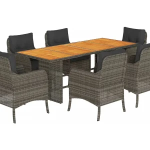 Karlyn 7-delige Tuinset met kussens poly rattan grijs Karlyn 7-delige Tuinset met kussens poly rattan grijs