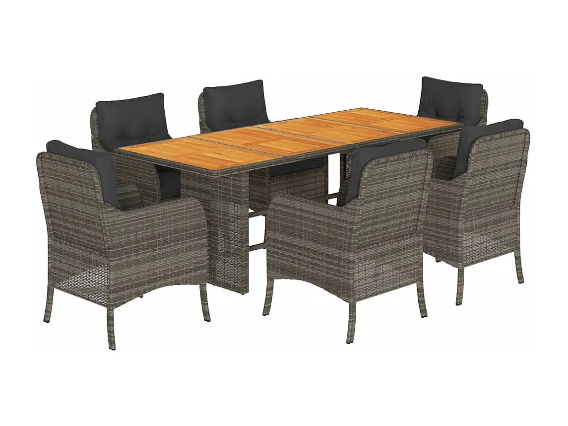 Karlyn 7-delige Tuinset met kussens poly rattan grijs