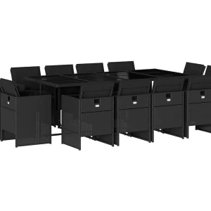 Jeroen 13-delige Tuinset met kussens poly rattan zwart Jeroen 13-delige Tuinset met kussens poly rattan zwart