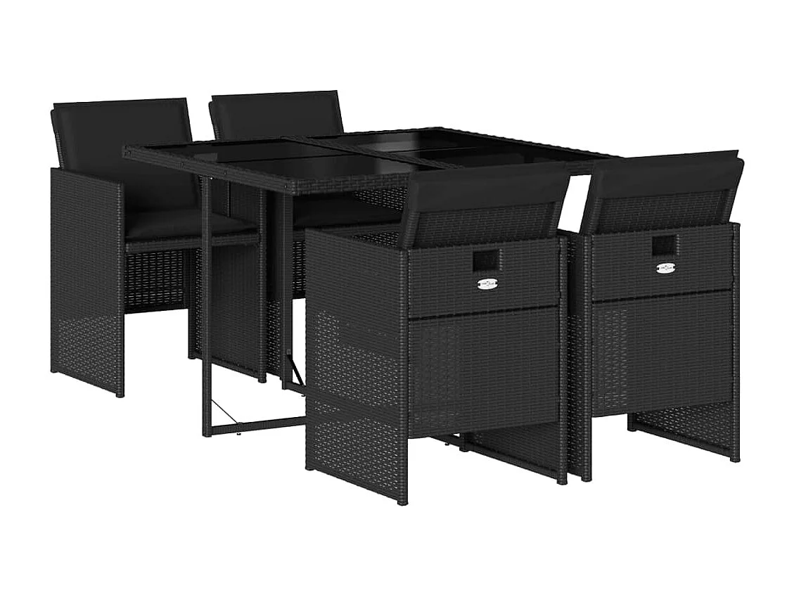 Jesse 5-delige Tuinset met kussens poly rattan zwart