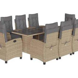 Igmar 9-delige Tuinset met kussens poly rattan gemengd beige Igmar 9-delige Tuinset met kussens poly rattan gemengd beige