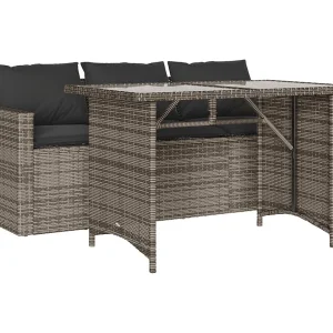 Jornar  2-delige Tuinset met kussens poly rattan grijs
