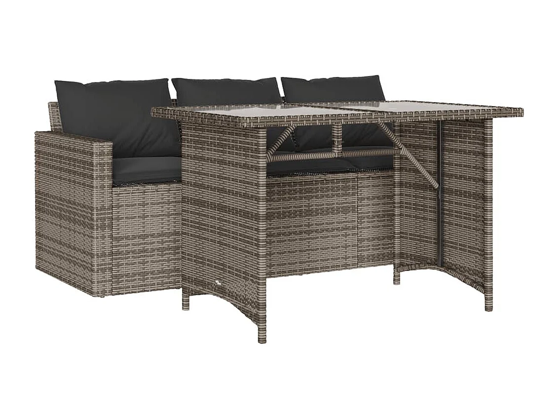 Jornar 2-delige Tuinset met kussens poly rattan grijs