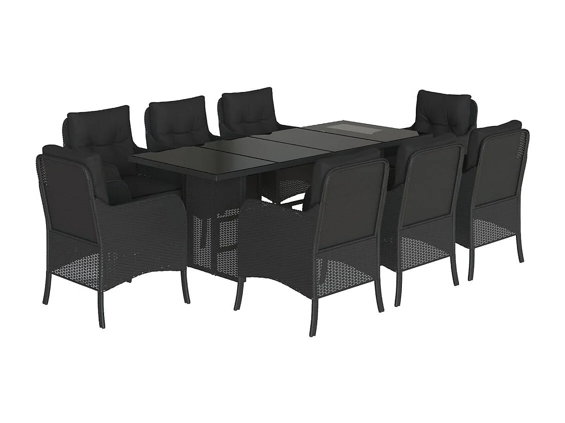 Karlyn 9-delige Tuinset poly rattan zwart