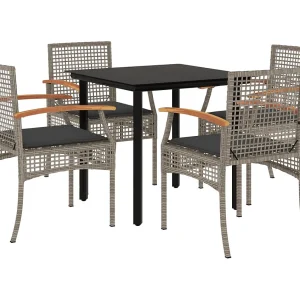 Janet Lynn 5-delige Tuinset met kussens poly rattan grijs Janet Lynn 5-delige Tuinset met kussens poly rattan grijs