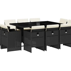 Jeroen  11-delige Tuinset met kussens poly rattan zwart