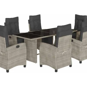 Igmar 7-delige Tuinset met kussens poly rattan grijs Igmar 7-delige Tuinset met kussens poly rattan grijs
