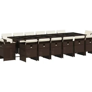 Jeroen 17-delige Tuinset met kussens poly rattan bruin Jeroen 17-delige Tuinset met kussens poly rattan bruin