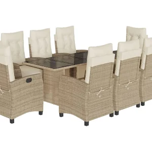 Igmar 9-delige Tuinset met kussens poly rattan beige Igmar 9-delige Tuinset met kussens poly rattan beige