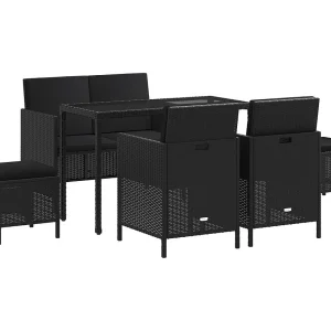 Kaleva 6-delige Tuinset met kussens poly rattan zwart Kaleva 6-delige Tuinset met kussens poly rattan zwart