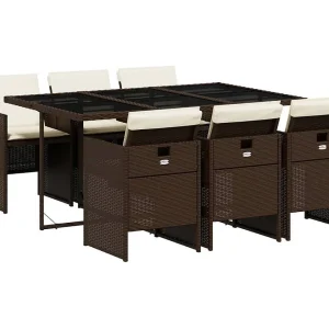 Jesse  7-delige Tuinset met kussens poly rattan bruin
