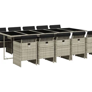 Jesse  11-delige Tuinset met kussens poly rattan lichtgrijs