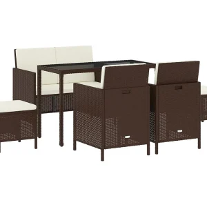 Kaleva 6-delige Tuinset met kussens poly rattan bruin Kaleva 6-delige Tuinset met kussens poly rattan bruin