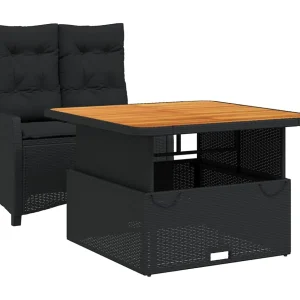 Isyra  2-delige Tuinset met kussens poly rattan zwart