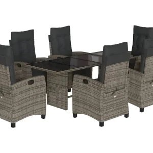 Igmar 7-delige Tuinset met kussens poly rattan grijs Igmar 7-delige Tuinset met kussens poly rattan grijs