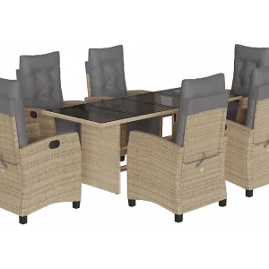 Igmar 7-delige Tuinset met kussens poly rattan gemengd beige Igmar 7-delige Tuinset met kussens poly rattan gemengd beige