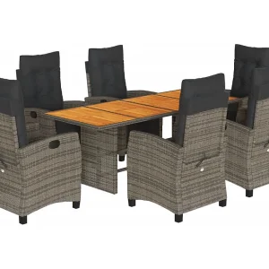 Igmar 9-delige Tuinset met kussens poly rattan grijs Igmar 9-delige Tuinset met kussens poly rattan grijs
