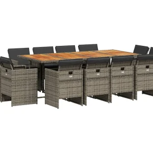 Jeroen  13-delige Tuinset met kussens poly rattan grijs