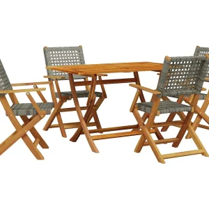 Katryn 5-delige Tuinset poly rattan en massief hout grijs Katryn 5-delige Tuinset poly rattan en massief hout grijs