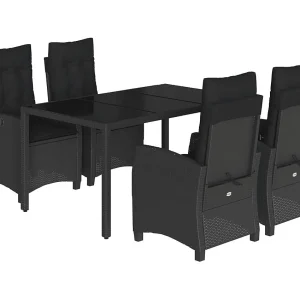 Jalnar 5-delige Tuinset met kussens poly rattan zwart Jalnar 5-delige Tuinset met kussens poly rattan zwart