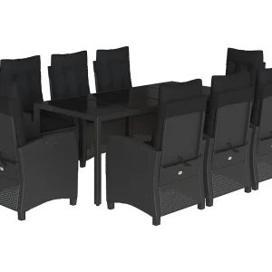 Jalnar 9-delige Tuinset poly rattan zwart Jalnar 9-delige Tuinset poly rattan zwart