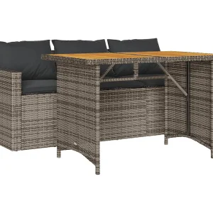 Jornar  2-delige Tuinset met kussens poly rattan grijs