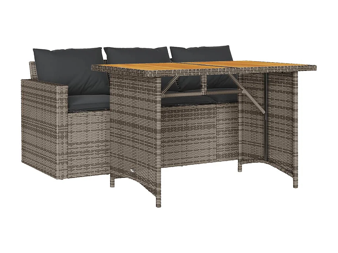 Jornar 2-delige Tuinset met kussens poly rattan grijs