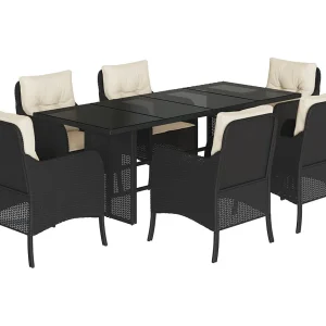 Karlyn 7-delige Tuinset met kussens poly rattan zwart Karlyn 7-delige Tuinset met kussens poly rattan zwart