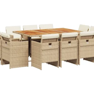 Jeroen  11-delige Tuinset met kussens poly rattan beige