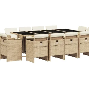 Jeroen  13-delige Tuinset met kussens poly rattan beige