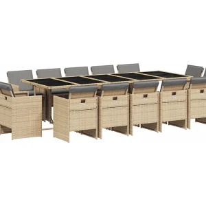 Jeroen 15-delige Tuinset met kussens poly rattan gemengd beige Jeroen 15-delige Tuinset met kussens poly rattan gemengd beige