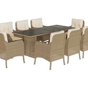 Karlyn 9-delige Tuinset met kussens poly rattan beige Karlyn 9-delige Tuinset met kussens poly rattan beige