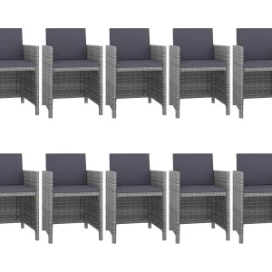 Ilran 11-delige Tuinset met kussens poly rattan grijs Ilran 11-delige Tuinset met kussens poly rattan grijs